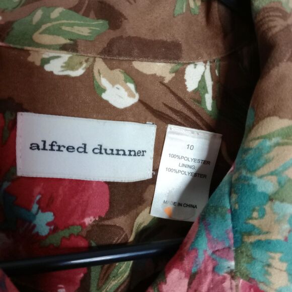 Alfred Dunner Lined Floral Jacket Cardigan Blazer Earth Tones Microfiber sz: 10 - Picture 6 of 6